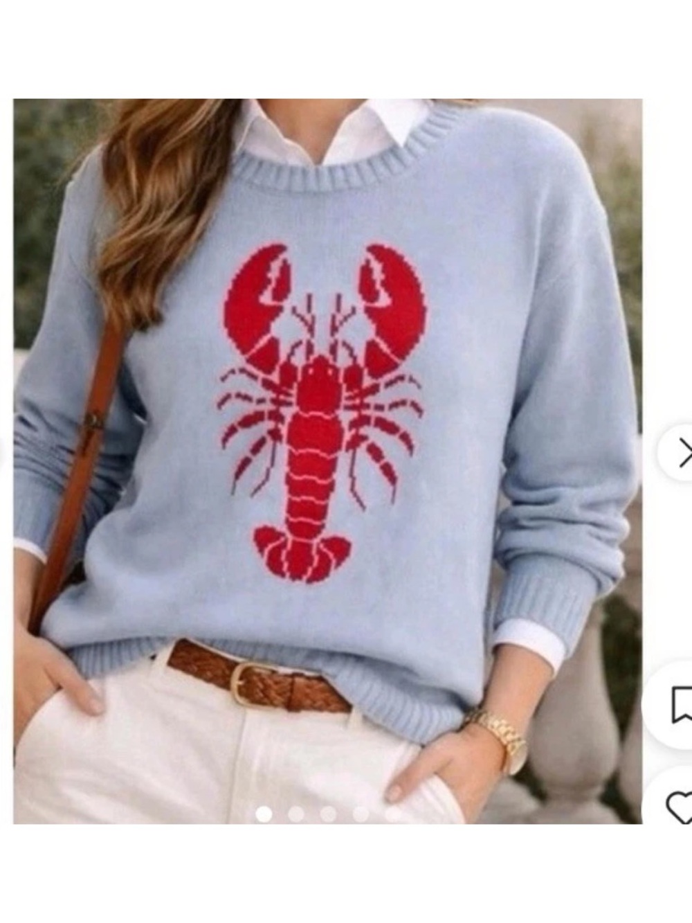 Lobster Sweater Mighty Fine Women’s Medium Blue Red Cotton Blend NWT
